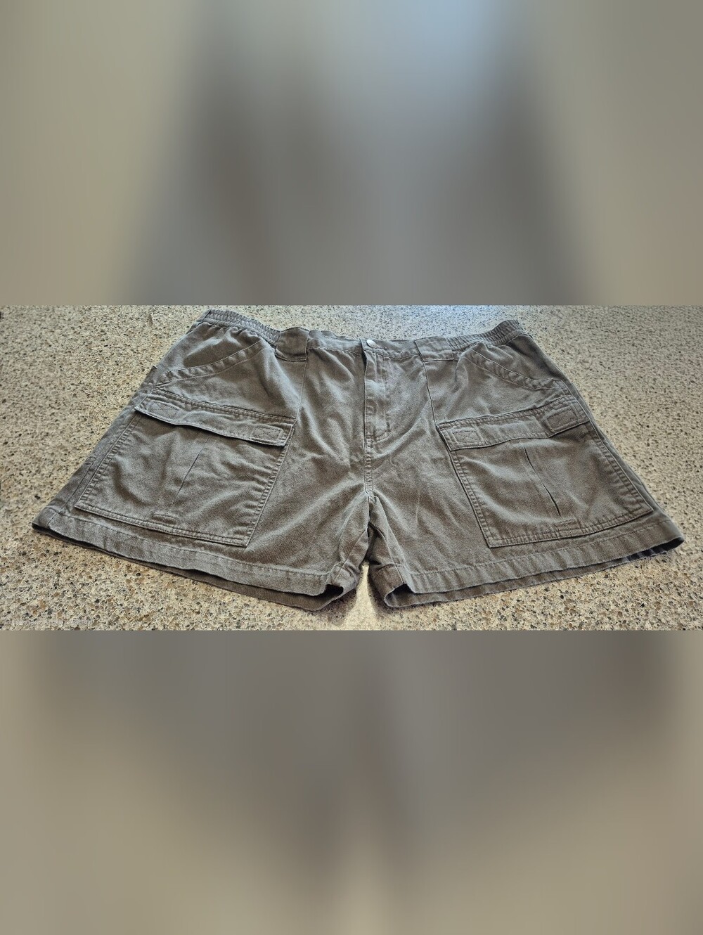 Cabelas Mens Cargo Shorts Size 44 Brown Elastic Button Zip Canvas Outdoor Hiker